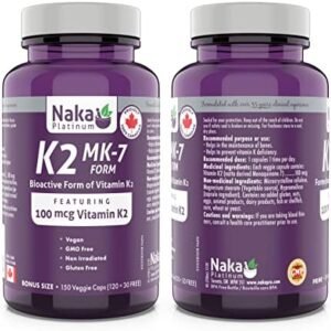 Naka Pro Herbs Naka Platinum K2 (mk-7 Form) 100mcg 150 Veggie Capsules (Bonus Size 120+30) 150 count
