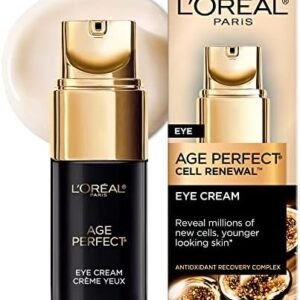 L'Oreal Paris Age Perfect Cell Renewal Anti-Aging Under Eye Cream, Vitamin E, Antioxidants, For Sensitive Skin, Dermatologist Tested, Paraben Free, 0.5 fl oz