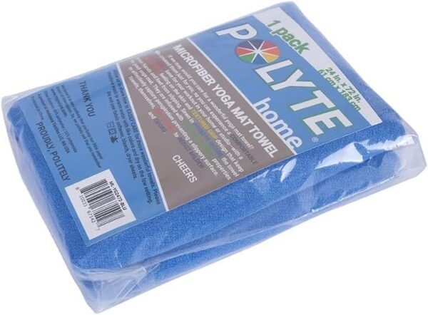 POLYTE Microfiber Hot Yoga Towel Mat with Non-Slip Silicone Grip and Secure Fit Elastic Straps, 24 x 72 in (Blue) - Image 7