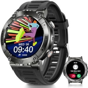 Military Smart Watch for Men with Call 1.32’’ HD Screen Fitness Tracker Watch with Heart Rate SpO2 Sleep Monitor Weather Pedometer Tactical Smartwatch for iPhone Android