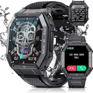 LIGE Military Smart Watches for Men,5ATM Waterproof Outdoors Sport Fitness Activity Tracker Watch, 1.85'' HD Blood Pressure/Blood Oxygen/Heart Rate Monitor SmartWatches Compatible with iOS and Android