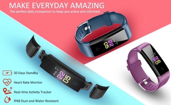 Fitness Tracker Hr, Kids Activity Tracker Watch Android/iOS with Heart Rate Monitor, Waterproof Fit Tracker Watch with Sleep Monitor Smart Bracelet with Calorie Counter Pedometer Watch for Women/Men - Image 4