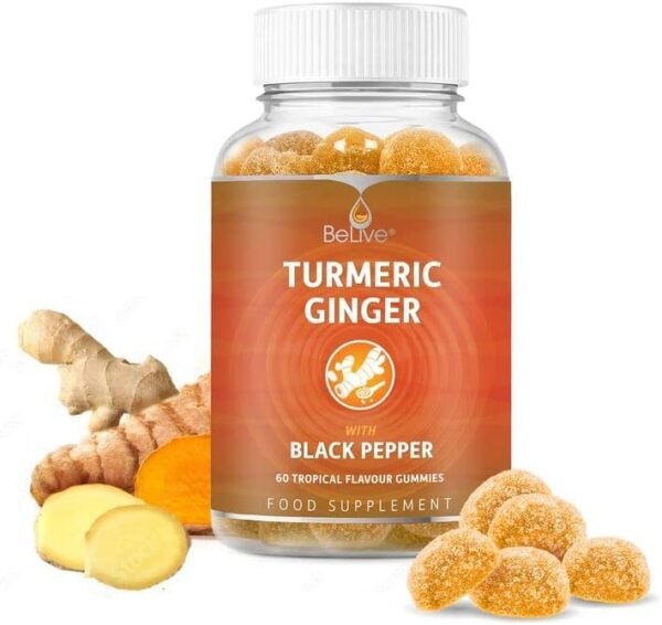 BeLive Turmeric Curcumin with Black Pepper & Ginger - 60 Gummies I Turmeric and Ginger Supplement for Immune Support, Healthy Skin, and Joint Health - Tropical Flavor - Image 6