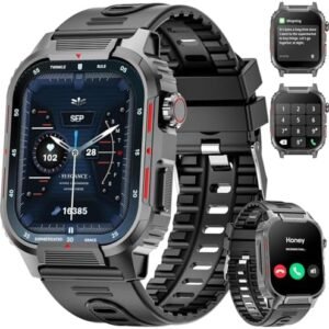 Smart Watch for Men, 2.02” HD Big Screen Smart Watch with Bluetooth Call/Blood Oxygen/Heart Rate/Sleep/DIY Dial Fitness Tracker, 100+ Sports Modes Step Calorie Activity Trackers for Android iOS Black