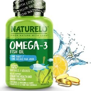 NATURELO Omega-3 Fish Oil Supplement - EPA + DHA - 1100 mg Triglyceride Omega-3 per Gel - One A Day - for Heart, Eye, Brain, Joint Health - No Burps - Lemon Flavor - 120 Softgels | 4 Month Supply