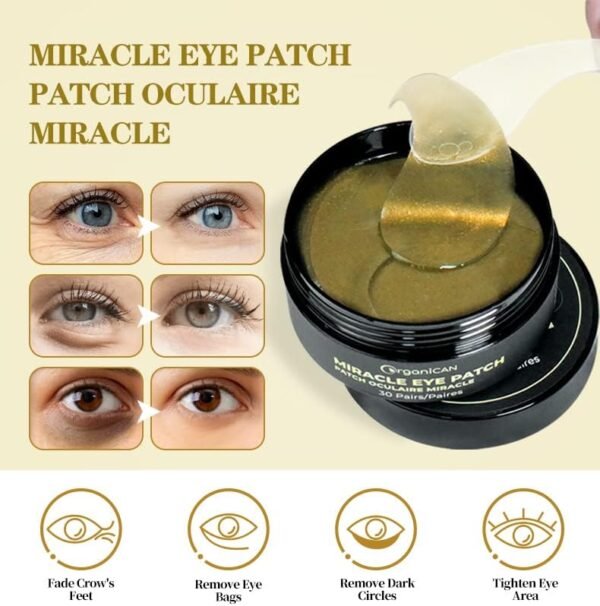 OrganiCAN Miracle Under Eye Mask with Caffeine, Aloe and Niacinamide, 60 PATCHES- ultimate care for Puffy eyes, Wrinkles, Under Eye bags, Dark Circles - Image 3