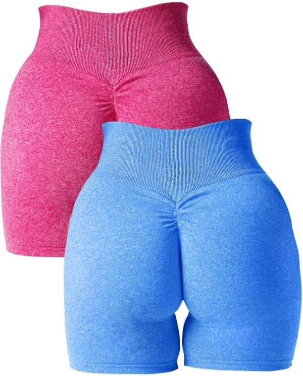 Abonlen Women Scrunch Seamless 2 Piece Workout Shorts High Waisted Yoga Shorts Gym Running Athletic Biker Shorts