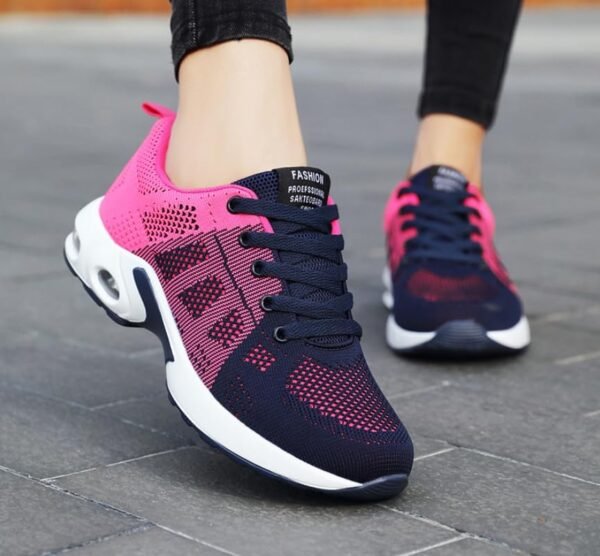 Musabela Orthopedic Sneakers for Women,Air Cushion Platform Mesh Sneaker,Casual Breathable Knit Running Shoes for Gym Workout (6, Rose Red) - Image 3