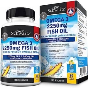 Omega 3 Fish Oil Supplement - 1200mg EPA and 900mg DHA Fatty Acid Per Serving from Wild Caught Fish - Supports Joint, Eyes, Brain & Skin Health - Burpless Lemon Flavor, Gluten-Free, 90 Softgels