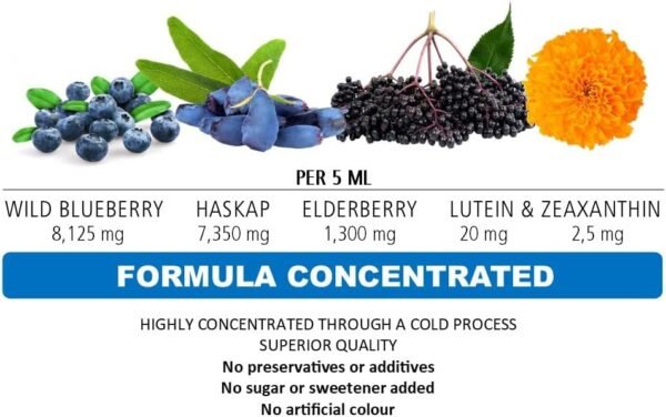 Immunia VISION - Wild blueberry concentrate + Lutein & Zeaxanthin. Eye Health Antioxidant Supplement. Eye Vitamins to PRESERVE vision. Liquid formula. Delicious taste. 5 ml/day (for 24 days). Fruits from Canada. (1-pack) - Image 4
