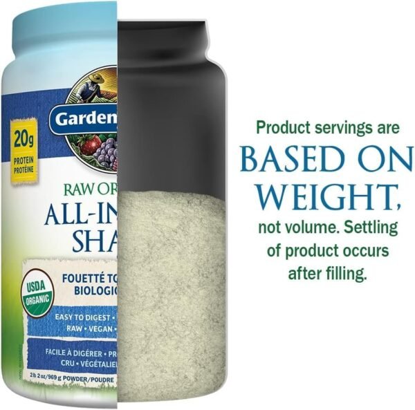 Garden of Life Raw All-in-One Nutritional Shake, Vanilla, (28 servings- 969g.) Packed with 20 grams of Certified Organic Plant Protein packed with incredible nutrition to help build lean muscle.Assists in the building of lean muscle when combined with regular training and a healthy balanced diet - Image 4