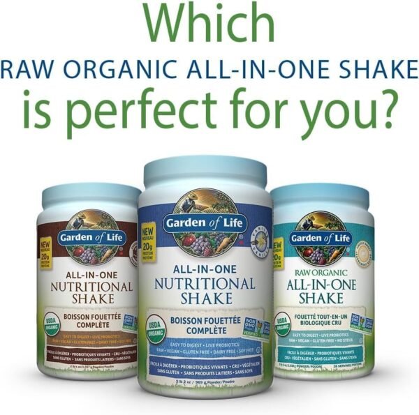 Garden of Life Raw All-in-One Nutritional Shake, Vanilla, (28 servings- 969g.) Packed with 20 grams of Certified Organic Plant Protein packed with incredible nutrition to help build lean muscle.Assists in the building of lean muscle when combined with regular training and a healthy balanced diet - Image 6