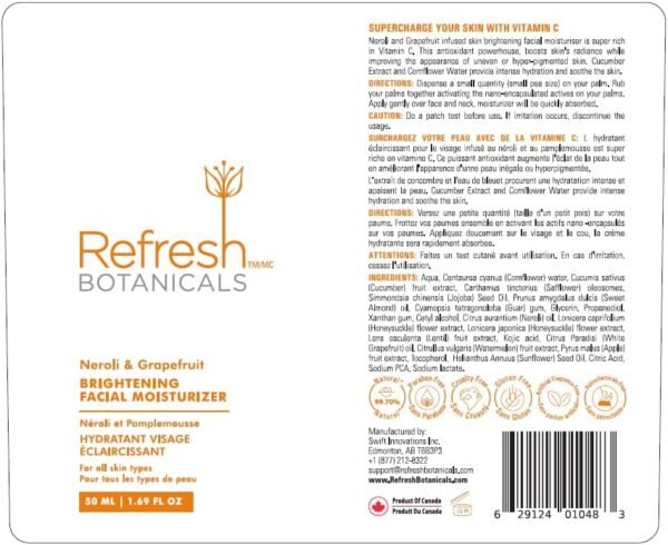 Refresh Botanicals Brightening Facial Moisturizer | Certified Organic Face Cream with Vitamin C | For All Skin Types | Vegan, Paraben free | Made in Canada | 50 ML - Image 9