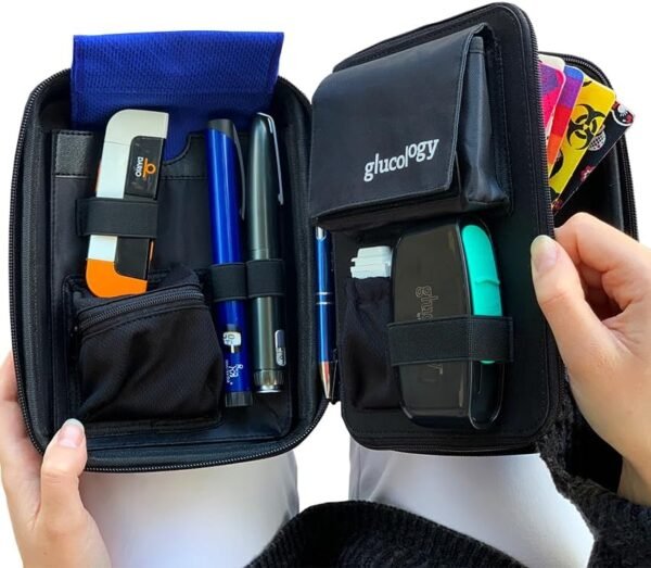 Glucology™ Diabetic Travel Case - Organizer for Blood Sugar Test Strips, Medication, Glucose Meter, Pills, Tablets, Pens, Insulin Syringes, Needles, Lancets (Cactus, Plus) - Image 6